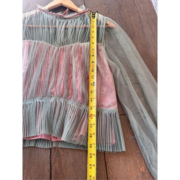 ME+EM Women's Green Layered Tulle Top With Tie Size 8 - Picture 8 of 9